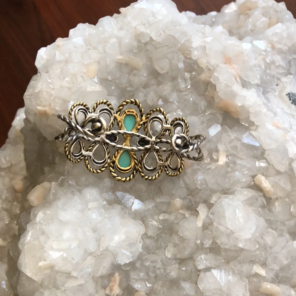 NWOT Carolyn Pollack American West Sterling Silver Brass Turquoise Bracelet Boho